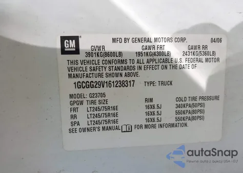 2006 Chevrolet Express Work Van из США, поврежденный, VIN 1GCGG29V161238317